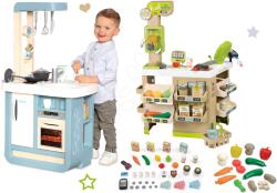 Smoby Set bucătărie cu sunete Bon Appetit Kitchen Grey Smoby cu supermarket Fresh Market și alimente bio (SM310823-5) Bucatarie copii