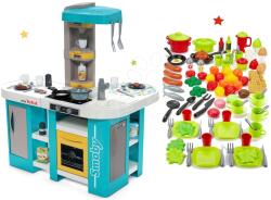 Smoby Set bucătărie de jucărie electronică Tefal Studio 360° XL Bubble Smoby și set de 100 accesori, fructe legume alimente cu vase de bucătărie (SM311045-24) Bucatarie copii