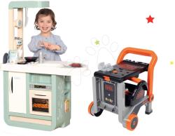 Smoby Set bucătărie Cherry Kitchen Smoby cu sunet şi aparat de cafea şi bancă de lucru Black&Decker 3in1 pliabil (SM310909-10) Bucatarie copii