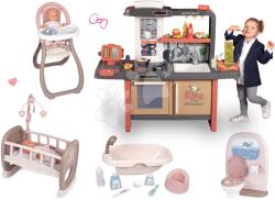 Smoby Set restaurant cu bucătărie electronică Kids Restaurant baie cu toaletă Smoby și cădiță cu scaun de masă și leagăn (SM312304-8) Bucatarie copii