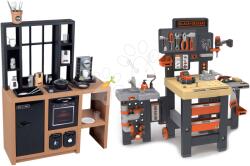 Smoby Set bucătărie modernă Loft Industrial și atelier de lucru Smoby cu trei părți și mașinuță pliabilă (SM312600-14) Bucatarie copii
