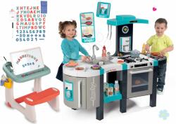 Smoby Set bucătărie electronică Tefal French Touch Bubble Smoby turcoaz cu barbotare magică și bancă şcolară cu spaţiu de depozitare (SM311206-11R) Bucatarie copii