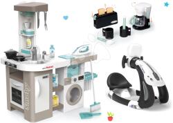 Smoby Set bucătărie electronică cu mașină de spălat și masă de călcat Tefal Cleaning Kitchen 360° Smoby și simulator electronic universul cu set pentru micul dejun cu toaster (SM311050-20) Bucatarie copii