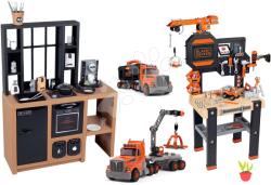 Smoby Set bucătărie modernă Loft Industrial și atelier de lucru cu macara Smoby și camion cu valiză de lucru (SM312600-15) Bucatarie copii