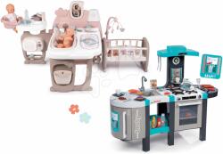 Smoby Set bucătărie electronică de jucărie Tefal French Touch Bubble Smoby cu barbotare magică și centru bebe pentru păpuşa de jucărie Baby Nurse (SM311206-2) Bucatarie copii