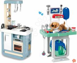 Smoby Set bucătărie și cărucior veterinar Bon Appetit Kitchen Smoby electronică cu sunete și cățeluș de pluș cu 15 accesorii (SM310824-7) Bucatarie copii