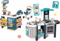 Smoby Set bucătărie de jucărie Tefal French Touch Smoby cu gheaţă, aparat de cafea şi magazin Supermarket cu casă de marcat (SM311206-24) Bucatarie copii
