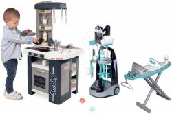 Smoby Set bucătărie și cărucior de curățenie Tefal Studio Kitchen 360° Smoby electronică cu aspirator vertical cu sunet și masă de călcat cu fier de călcat (SM311056-8) Bucatarie copii