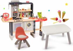 Smoby Set restaurant cu bucătărie electronică Chef Corner Restaurant Smoby și înghețată și măsuță verde cu scăunel roșu (SM312303-17) Bucatarie copii