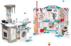 Smoby Set bucătărie electronică cu mașină de spălat și masă de călcat Tefal Cleaning Kitchen 360° Smoby și cabinet medical cu anatomia corpului uman (SM311050-12) Bucatarie copii