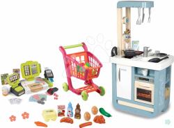 Smoby Set bucătărie și casă de marcat Bon Appetit Kitchen Smoby elektronică cu sunete și cărucior de cumpărături cu alimente (SM310824-10) Bucatarie copii