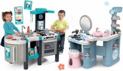 Smoby Set bucătărie electronică și măsuță cosmetică Tefal French Touch Bubble Smoby cu sunete 3in1 salon de coafură și înfrumusețare cu studio de unghii (SM311206-31) Bucatarie copii
