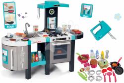 Smoby Set bucătărie electronică Tefal French Touch Bubble Smoby turcoaz cu barbotare magică și mixer cu accesorii pentru gătit şi prăjit (SM311206-14) Bucatarie copii