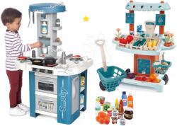 Smoby Set bucătărie cu echipament tehnic Tech Edition Smoby electronică cu stand BIO legume și alimente (SM311049-15) Bucatarie copii