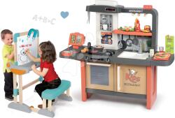 Smoby Set restaurant cu bucătărie electronică Kids Restaurant și bancă din lemn Smoby pentru scris și desenat (SM312304-1) Bucatarie copii