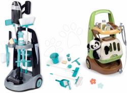 Smoby Set cărucior de curățenie și cărucior veterinar Rowenta Trolley Smoby și aspirator vertical electronic cu set de curățenie (SM330319-2)