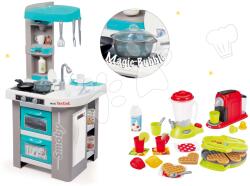 Smoby Set bucătărie Tefal Studio Bubble Smoby turcoaz electronică cu bule magice și aparat vafe, mixer, aparat de cafea şi vafe (SM311023-9) Bucatarie copii