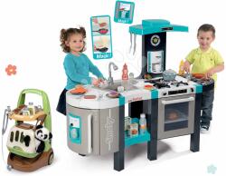 Smoby Set bucătărie electronică și cărucior veterinar cu valiză Tefal French Touch Bubble Smoby cu bule magice și panda de pluș (SM311206-33) Bucatarie copii