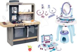 Smoby Set bucătărie electronică cu înălțime reglabilă Tefal Evolutive New Kitchen Smoby și măsuță cosmetică Frozen cu valiză cosmetică (SM312308-10) Bucatarie copii