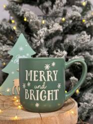  Karácsonyi bögre zöld Merry And Bright 330ml