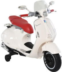 AOSOM Elektromos motor játékmotor 108x49x75 cm Vespa moped gyerekeknek fényszórókkal 3-6 év műbőr, fém fehér