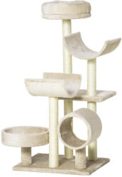 AOSOM Macska kaparó 50x40x105 cm kaparófa bézs többszintes macskabútor