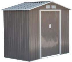 Oasom Horganyzott acél kerti kis ház alappal 213x130x185 cm szürke kerti fészer szerszámos kamra ház