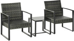 AOSOM Polirattan ülőgarnitúra kerti szett kerti garnitúra párnákkal szürke színben