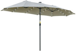 Osoam Dupla napernyő LED napelemes világítással Ø450 cm ovális alakú extra nagy méretű napernyő szürke