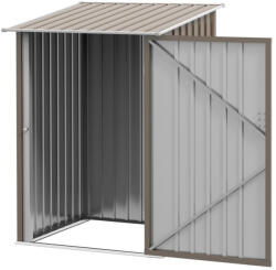 AOSOM Kerti kis ház 100x103x160 cm fém kerti tárolóház kültéri fészer barna szerszámos kamra ház