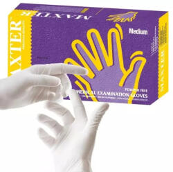 Maxter Gumikesztyű Maxter latex PÚDERMENTES "M" 100db/doboz, 10doboz/karton (DA503XSZHT9555002105785)