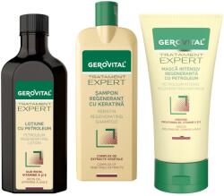 Gerovital Expert Treatment ajándékcsomag: Vazelin tartalmú testápoló, 100 ml + Keratinos regeneráló sampon, 400 ml + Intenzíven regeneráló maszk vazelinnel, 150 ml