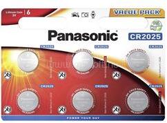 Panasonic gombelem (CR2025, 3V, lítium) 6db/csomag (CR-2025EL/6BP) (CR-2025EL/6BP)