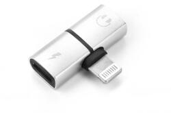 Mercaton Lightning adapter, 2 az 1-ben, HF/audio és töltés, kompatibilis iPhone-nal, 2 x Lighting, 5V/2A, 48KHz/24 bit, ezüst (MCT-PLE-927040-331760)