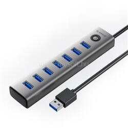 ORICO CL7U-U3-10-GY USB3.0 Hub (7 port, Bemenet: USB-A, Kimenet: 7xUSB-A, ezüst) (ORICO-CL7U-U3-10-GY-BP) (ORICO-CL7U-U3-10-GY-BP)