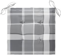 vidaXL 2 db szürke kockás szövet kerti székpárna 50 x 50 x 4 cm 314071 (314071)
