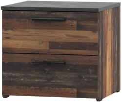 Forte Attalyar éjjeliszekrény, mérete 45, 2x41, 5x41, vintage fa színű/sötétszürke optikai beton, 2 fiók