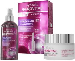 Gerovital H3 Evolution ajándékcsomag: Micellás víz aktív szénnel és hialuronsavval, 150 ml + Ampullák 5%-os hialuronsavval, 10 ampulla x 2 ml + Regeneráló éjszakai lifting krém, 50 ml