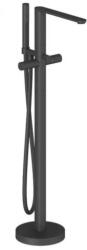 RAVAK Kádtöltő csaptelep, Ravak Chrome II padlón álló csaptelep zuhanyszettel, fekete X070468 - zuhanykabin