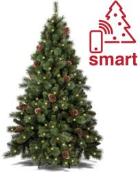 Kring Colorado Műfenyő, 250 LED meleg fény, Intelligens adapter, Telefonvezérlés, Polipropilén/PVC, 180 cm, Fém talp (KR-816180-SMART)