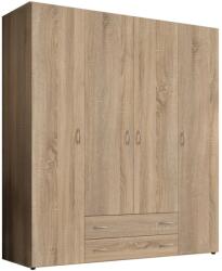 Pol-Power Base 4 gardrób, 4 ajtós, 160x177x52 cm, forgácslap, Sonoma szín