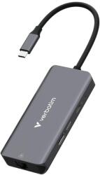 Verbatim Elosztó, Verbatim, USB-C / HDMI / USB-A 3.2 / RJ45, 4K, 100W, 105 x 47 x 16, 4 mm, Szürke