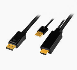 LogiLink HDMI-kábel A/M + USB-A/M-DP/M UHD 4K/30 Hz 2m (CH0091) (CH0091)