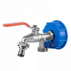 Bradas IBC tartály csatlakozó 1/2" fém csappal gyorscsatlakozóval + 3/4" km kiálással (IBCS60cs123434)