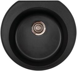 Metalac Omega Metalac Xgranit Gránit Mosogatótálca - Extra mély, Egymedencés, Kerek, Szemcsés Fekete (177009)