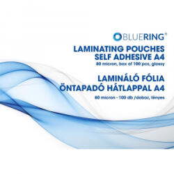 Bluering öntapadó hátlappal lamináló fólia A4, 80 micron, 100db/doboz (LAMTA480MIC) (LAMTA480MIC)