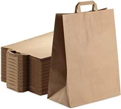 Label Print Pungi hartie cu maner banda, 22+10 x 28 cm, hartie natur 70g, set 100 bucati (AJ800513736)