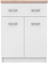 TEMPO KONDELA Komód 2D1S/60, Fehér/Sonoma Tölgy, Topty Typ 41 - fizz