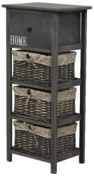 TEMPO KONDELA Komód, 3 Kosár, 1 Fiók, Szürke-Barna, Darkie 3