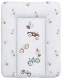CEBA BABY - Saltea de infasat moale Retro Cars, Fara ftalati, 70 x 50 cm, Alb/Bej (W-143-000-640) Saltea bebelusi